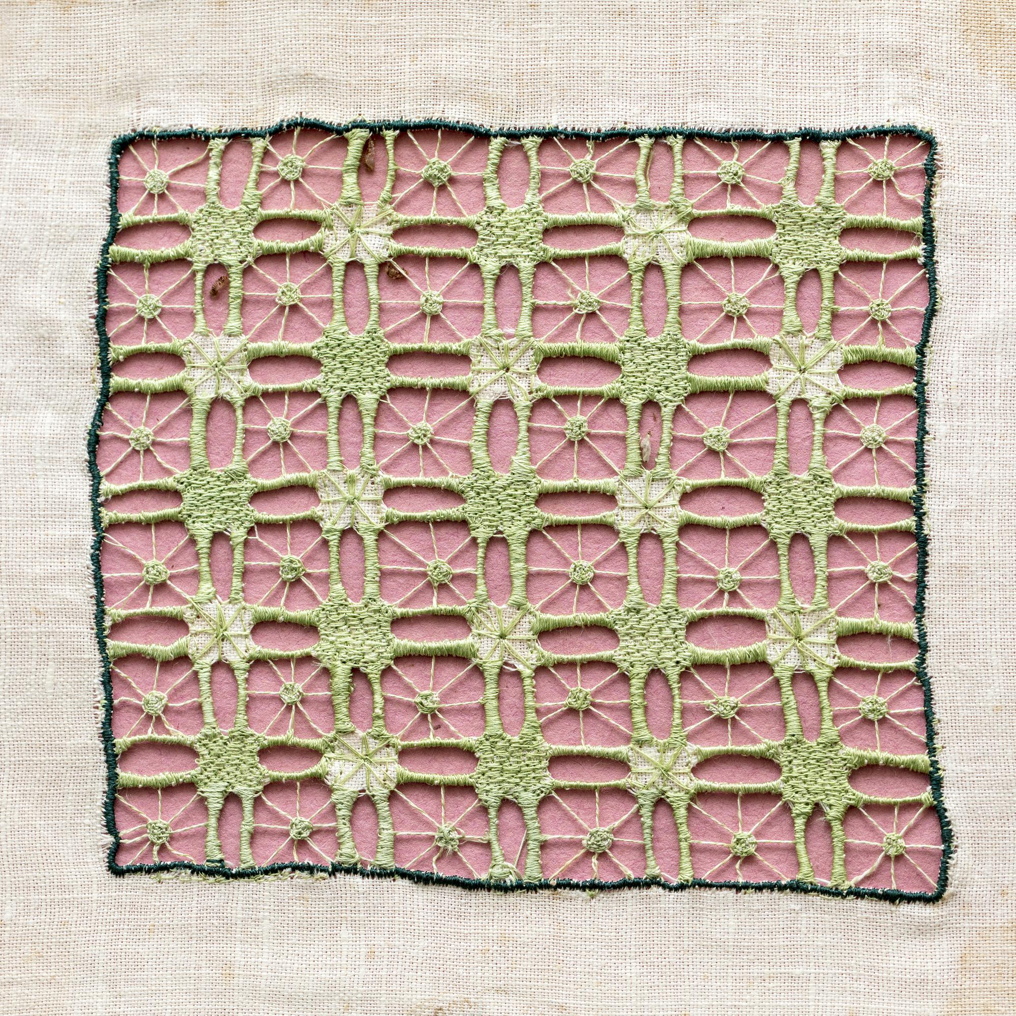Pannello tessile con ricamo geometrico contemporaneo